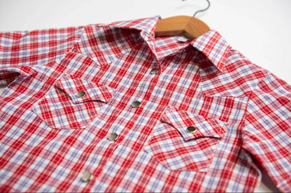 American Farm Company - Boys Youth Plaid Pattern Metal Snap Shirt - Rack Hunt