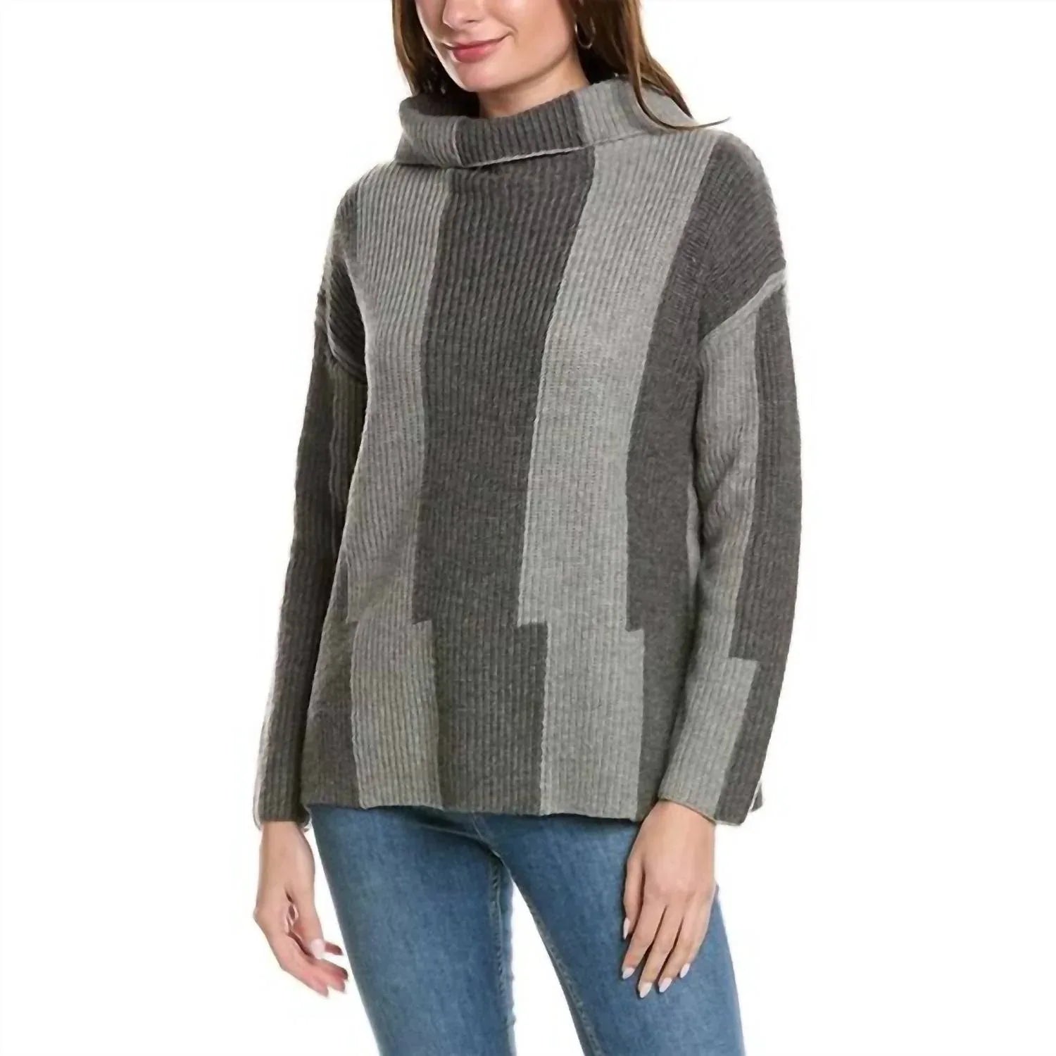 OST - Rolled Neck Vertical Stripe Sweater - Rack Hunt
