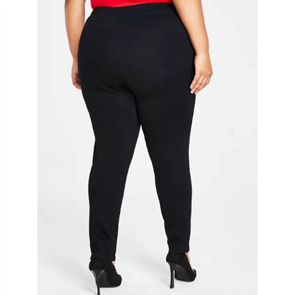 Plus Size Skinny Leg Pull-On Mid Rise Basic Black Ponte Pants