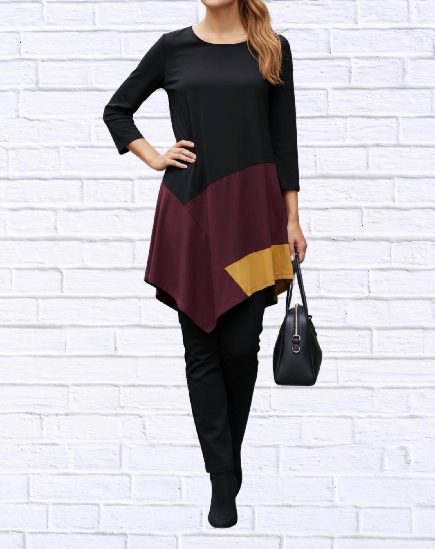 Diva USA - Colorblock Asymmetrical Hem Knit Tunic - Rack Hunt -