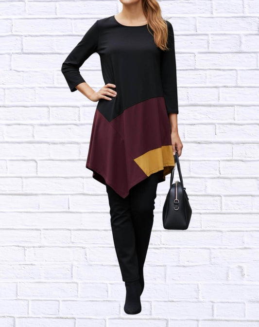 Diva USA - Colorblock Asymmetrical Hem Knit Tunic - Rack Hunt -