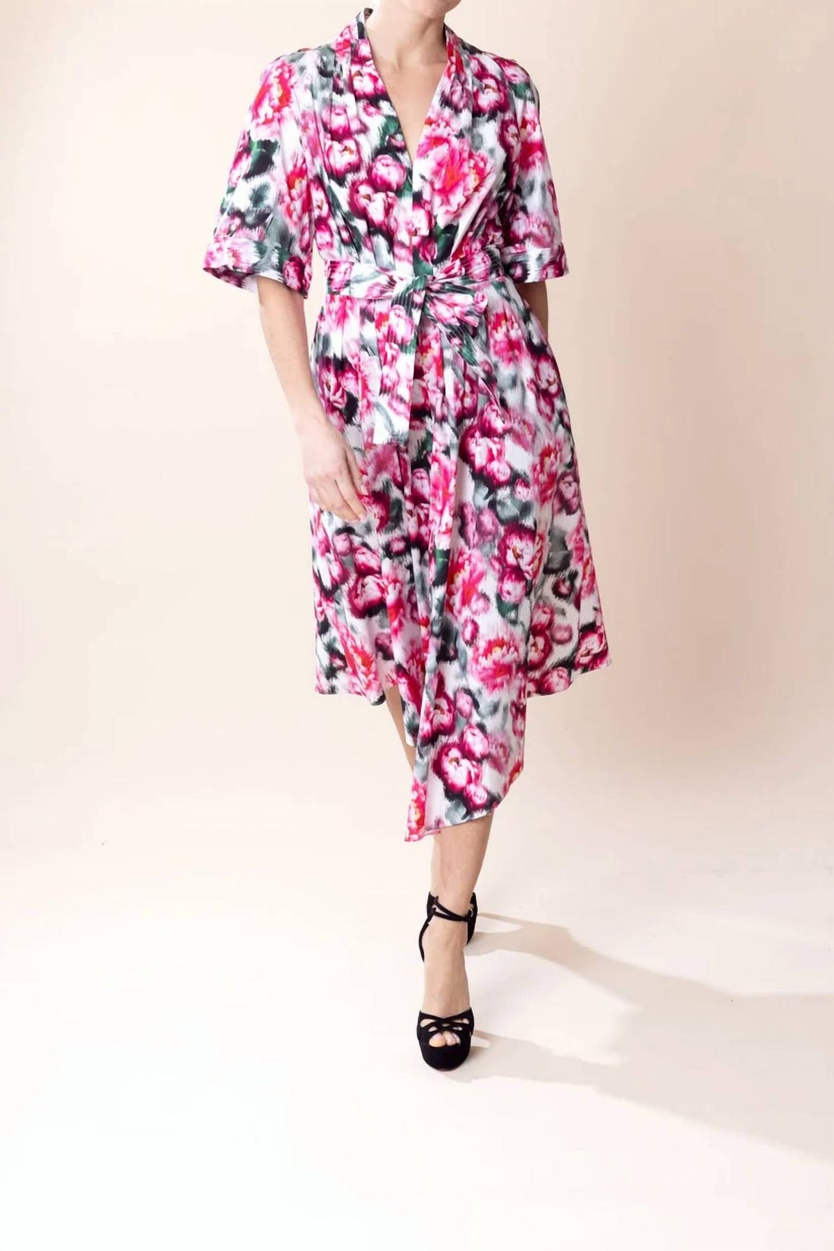 Asymmetrical Printed Poplin Dress