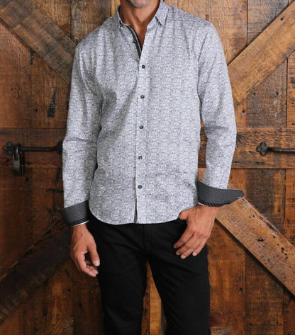 Lucky Roll Print Button Down Shirt With Trim