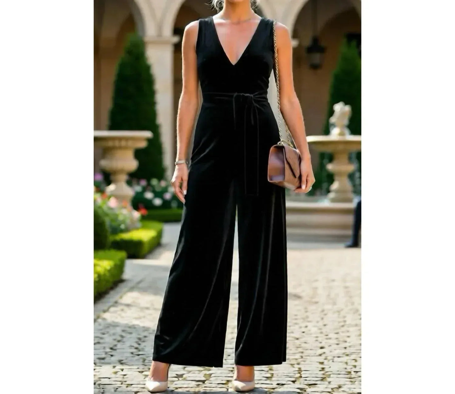 Cupshe - Velvet Cocktail Party Wide Leg Jumpsuit - Rack Hunt