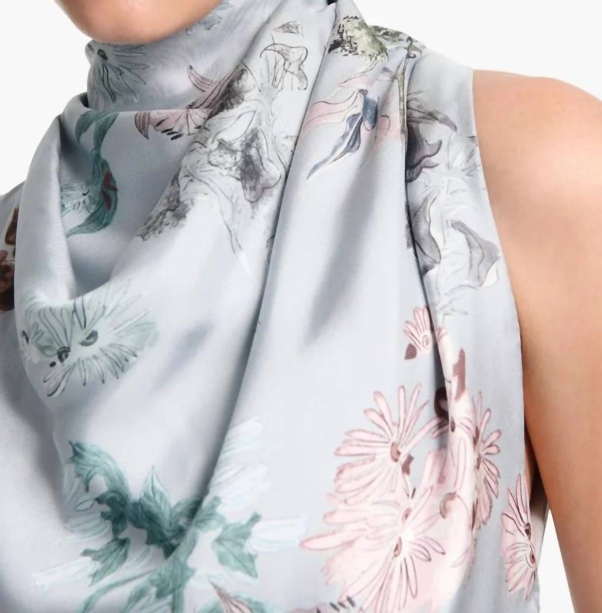 ALTUZARRA Women's Floral Drape Front Top in Storm Flowers - view 4