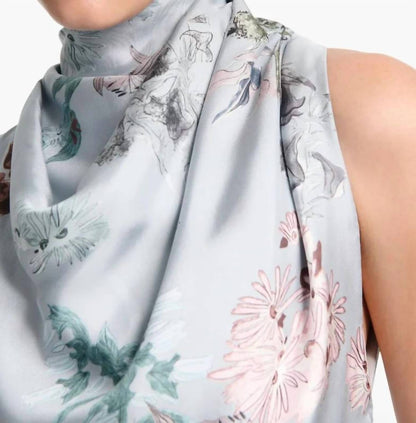 ALTUZARRA Women's Floral Drape Front Top in Storm Flowers - view 4