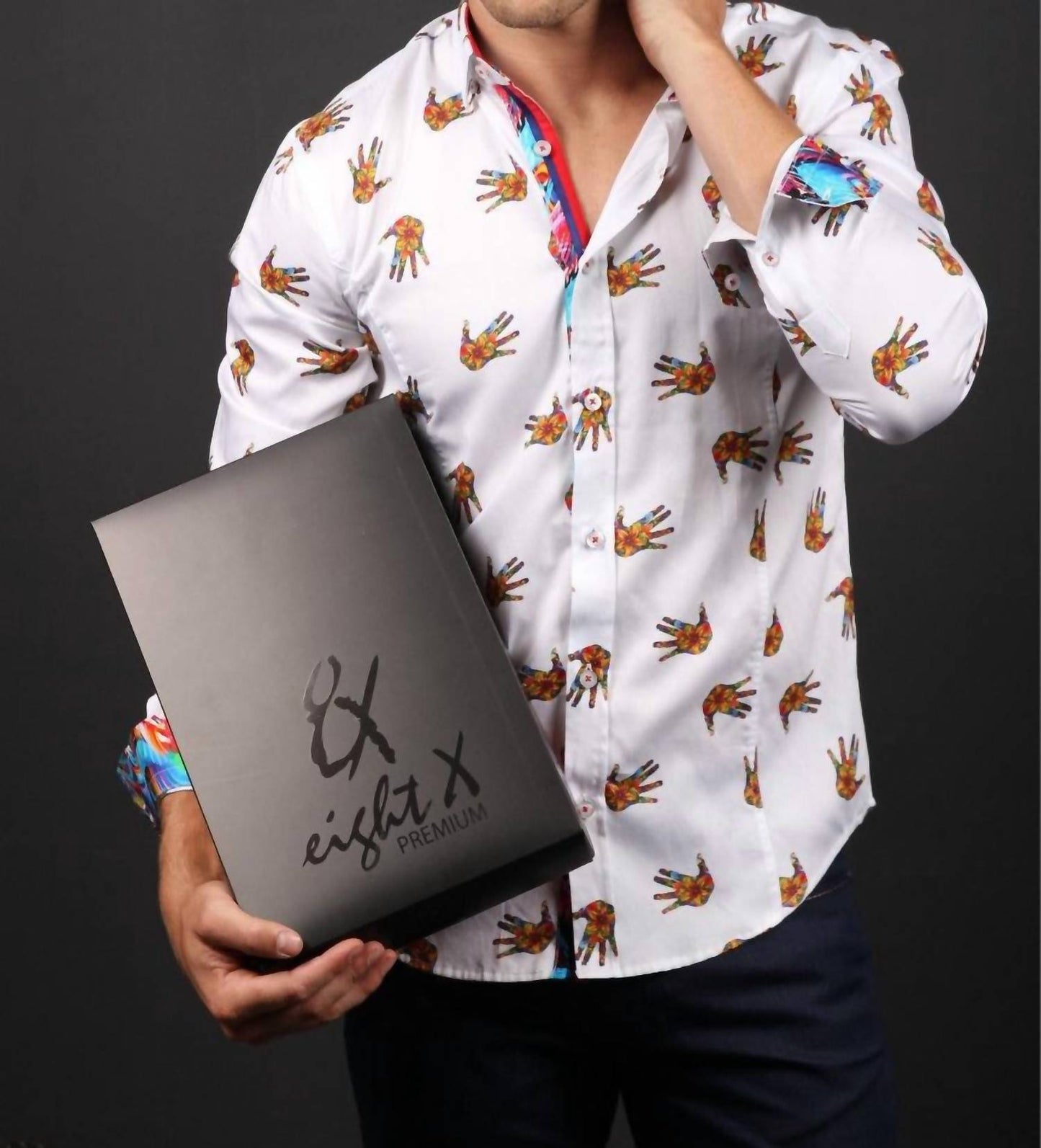 Print Button Down Shirt With Trim