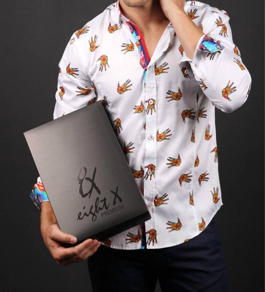 Print Button Down Shirt With Trim