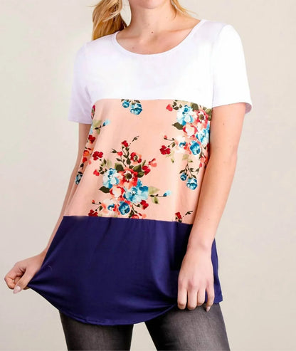 Simply Ruby - Color block floral long tee - Rack Hunt