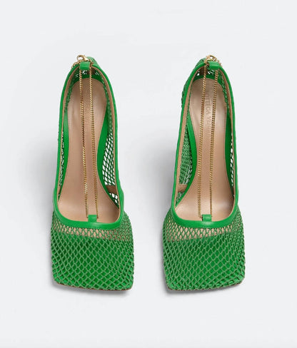 Women's Mesh Square-toe Pumps