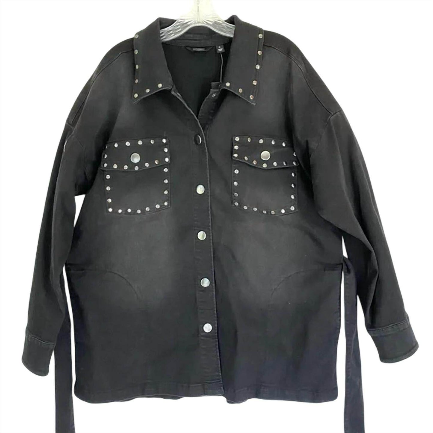 G by Giuliana - EcoChic Denim studded Jacket - Rack Hunt -