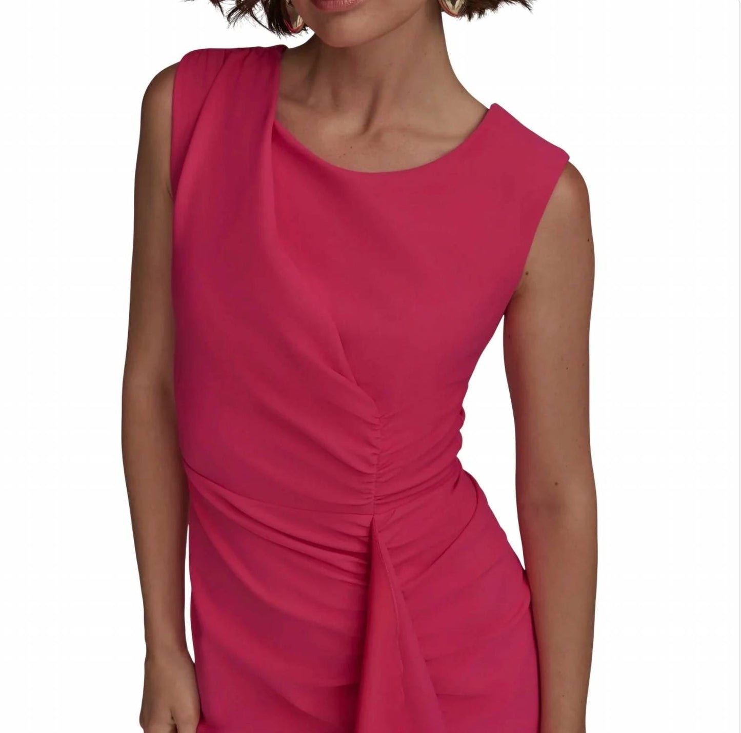 New York Ruched Draped Sleeveless Sheath Dress
