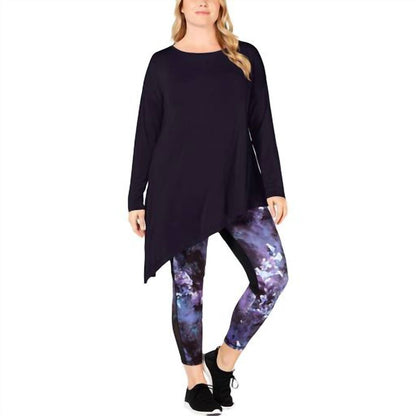 Activewear Plus Size Asymmetrical Long Sleeves Top