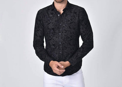 Vine Flocking on Satin Cotton Shirt