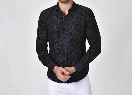 Vine Flocking on Satin Cotton Shirt