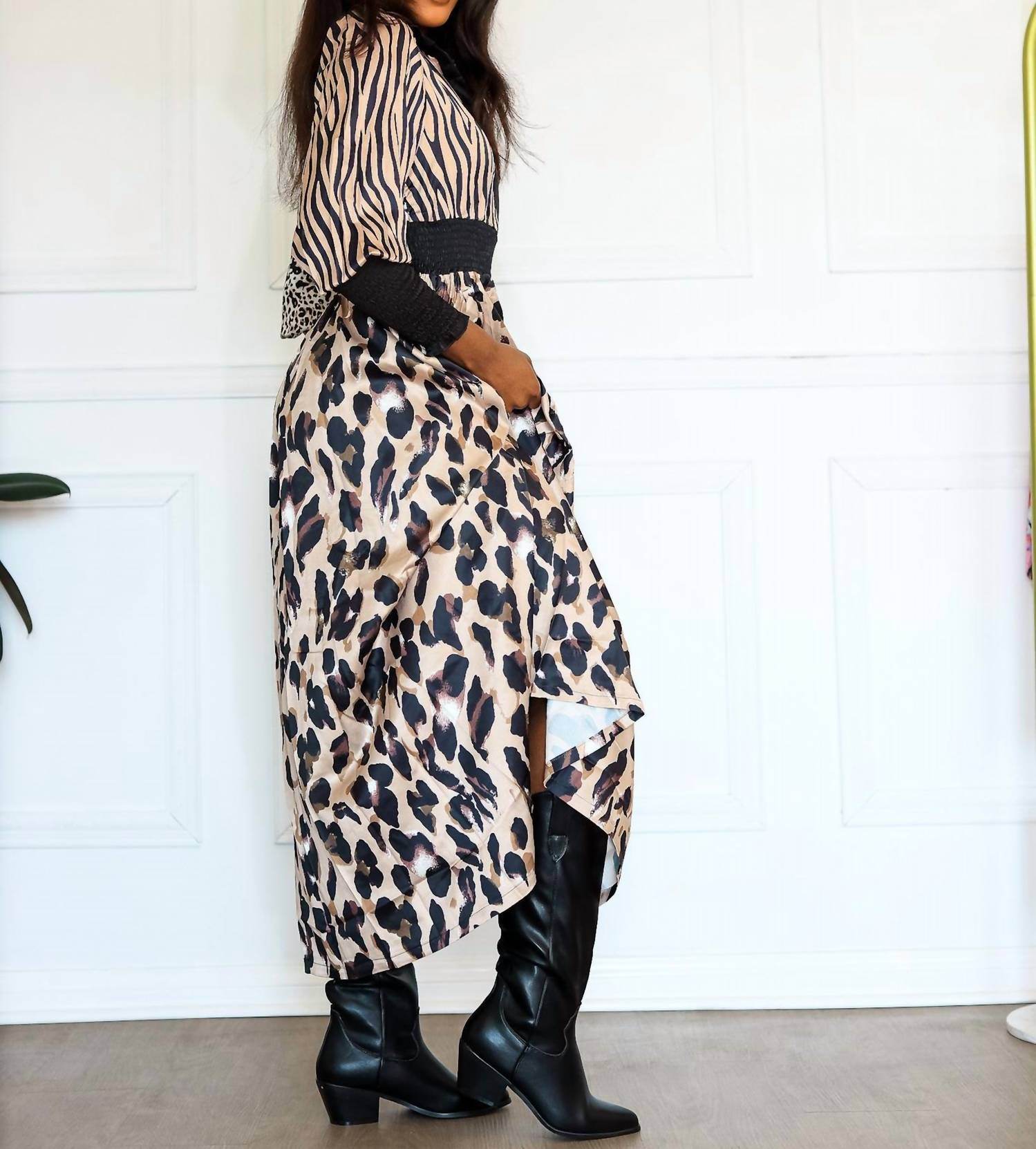 Little Secret Of Mine - Women's Animal Print Long Sleeve Maxi Dress - Rack Hunt