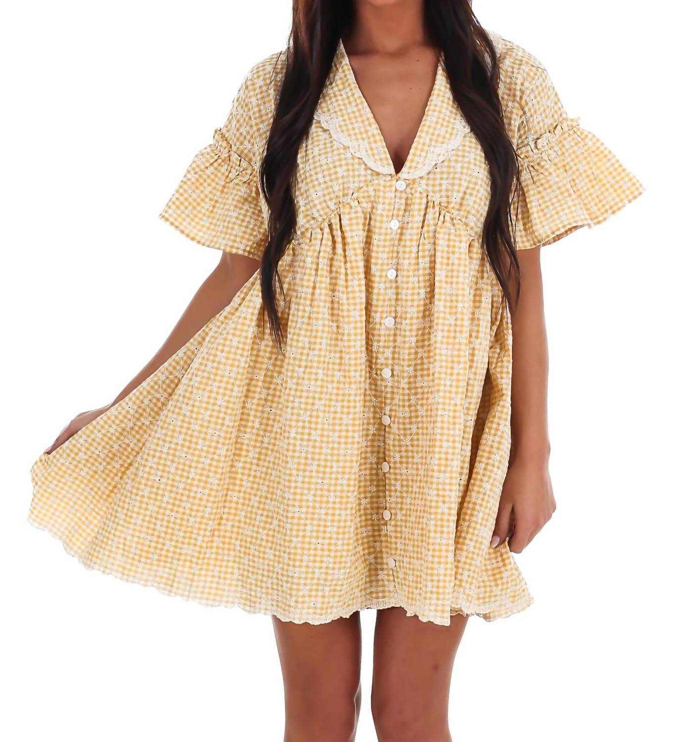 Sunny Days Gingham Babydoll Dress