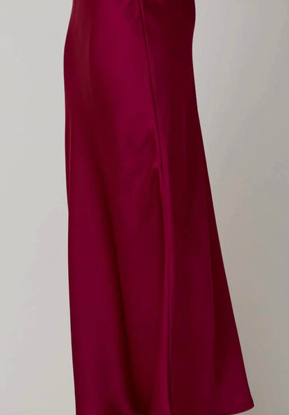 Bias Cut Satin Midi Skirt