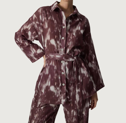 Patterned Shirt Pants Set