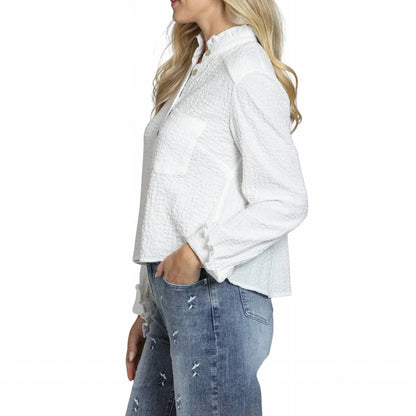 Cropped Check Shirt With Ruffle Detai