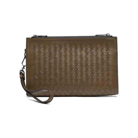 Women's Intrecciato Leather Wristlet Bag