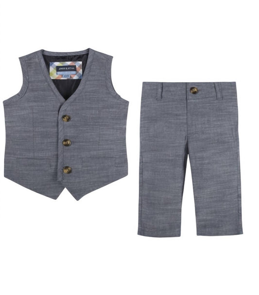 Kids Chambray Vest & Pant Set