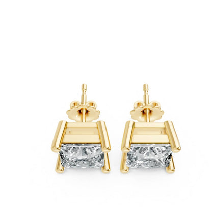 Women's Princess Shape 4 Prong Push Back Studs