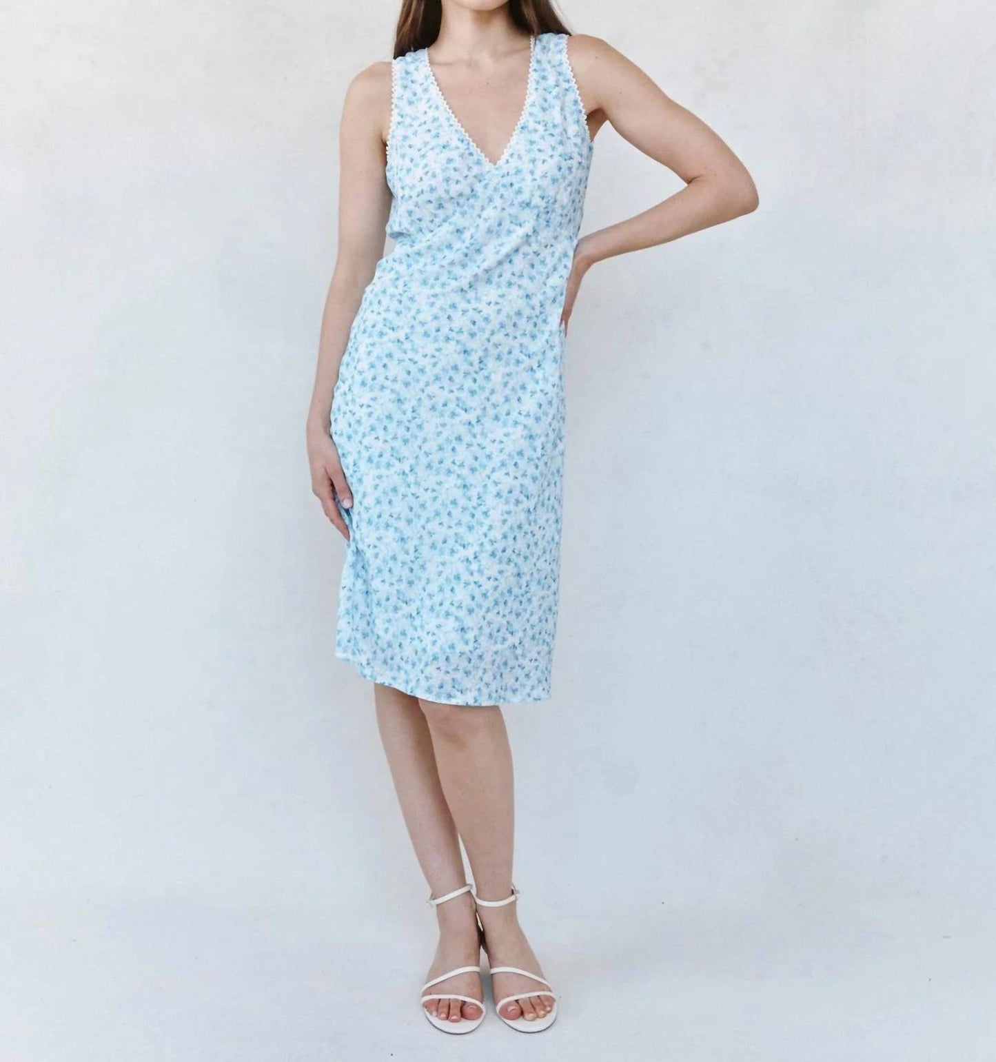 V-neck Tie Back Bias Maxi Dress
