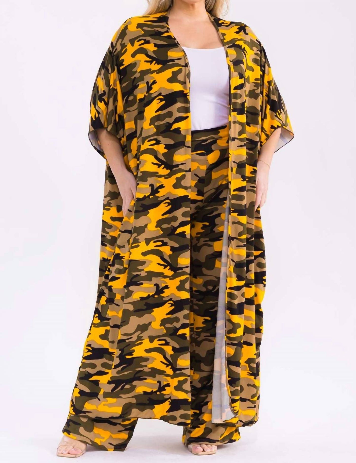 Camo Print Kaftan And Pants Set