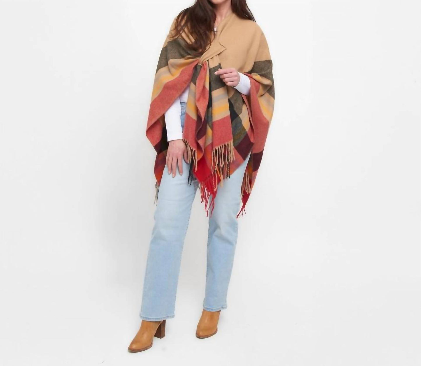 Sidney Fringe Open Front Wrap With Loop