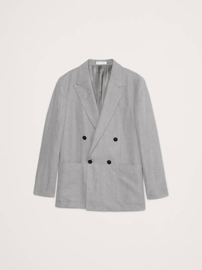 Relaxed Tencel-linen Double-breasted Suit Jacket