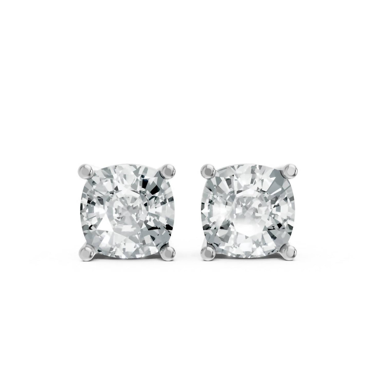 Women's Cushion Shape 4 Prong Push Back Studs