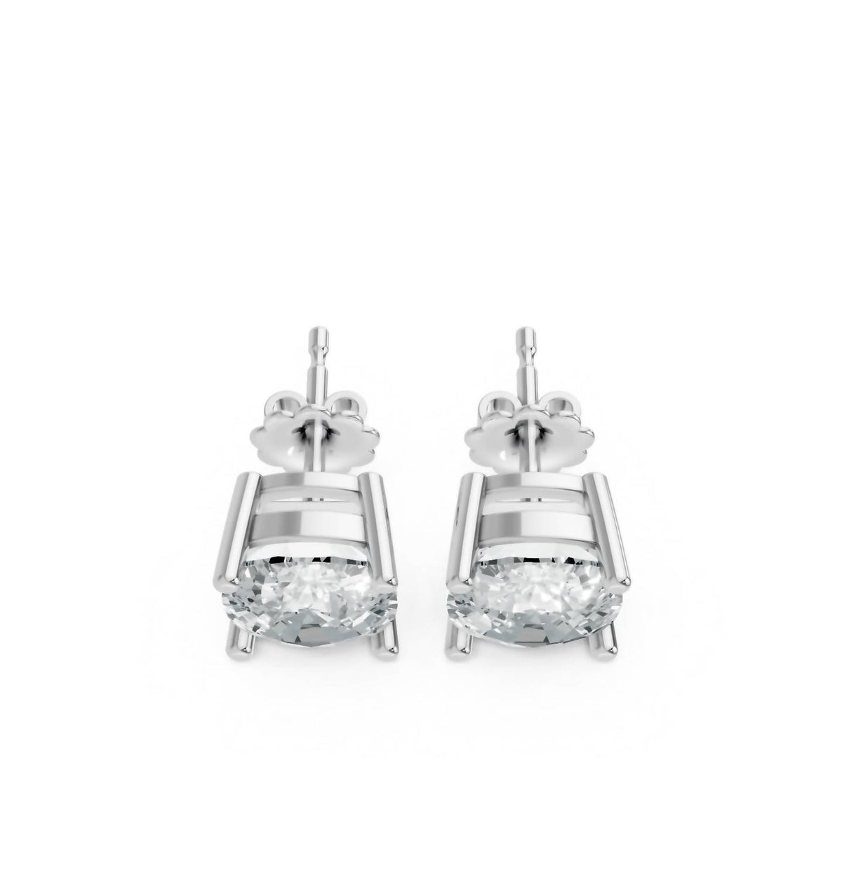 Women's Cushion Shape 4 Prong Push Back Studs
