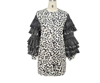 Women's Layers Ruffled Sleeves Mini Dress