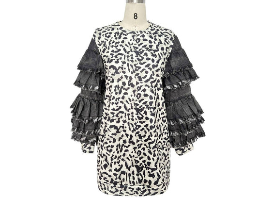 Women's Layers Ruffled Sleeves Mini Dress
