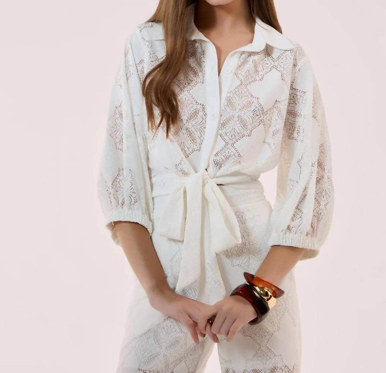 Strass - Lace Blouse And Pants Set - Rack Hunt -