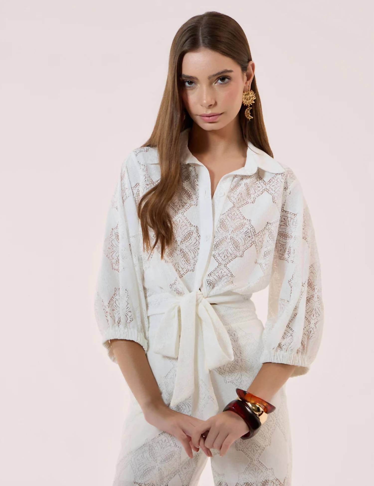 Strass - Lace Blouse And Pants Set - Rack Hunt -