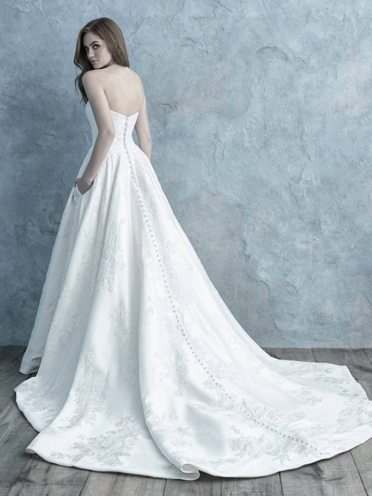 Allure Bridals Women's Lace Sequin Wedding Dress in Ivory - view 3