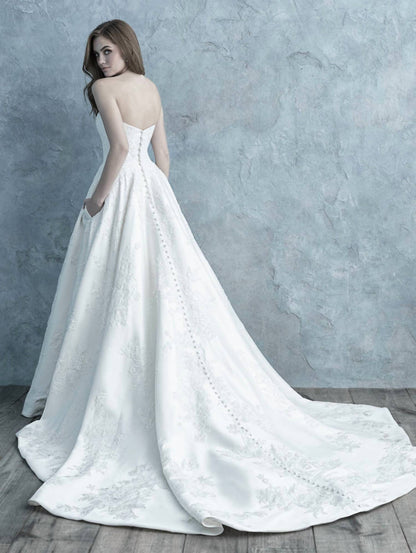 Allure Bridals Women's Lace Sequin Wedding Dress in Ivory - view 3