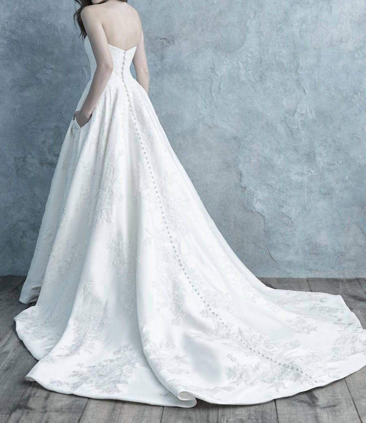 Allure Bridals Women's Lace Sequin Wedding Dress in Ivory - view 2