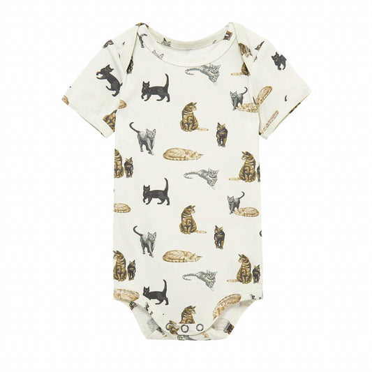 Baby's Cat Cotton Stretch Short Sleeve One Piece