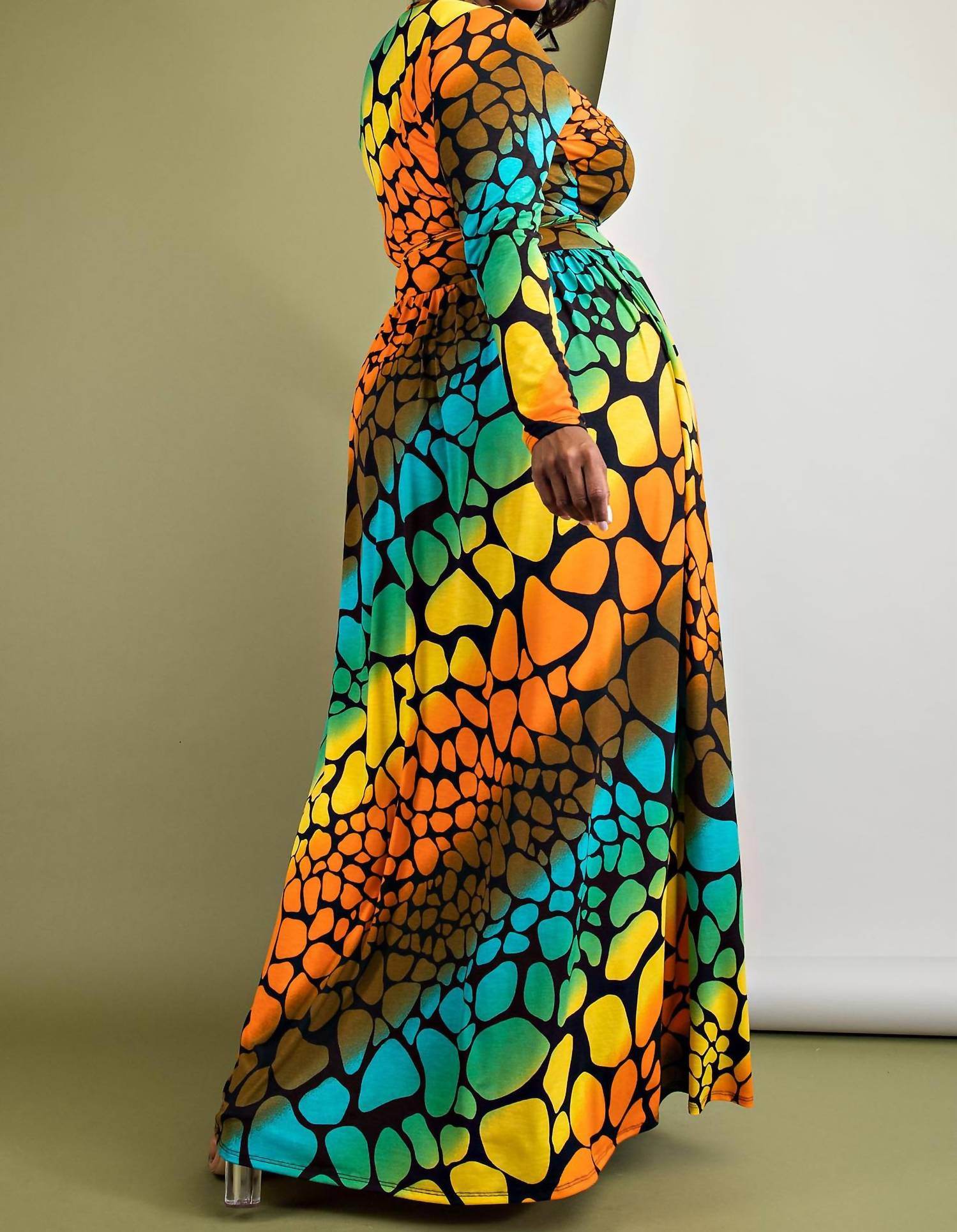 The Curve LA - Plus Size Long Sleeve Surplice Wrap Top And Maxi Skirt Set - Rack Hunt -