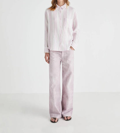Tonal Striped Cotton Gauze Top