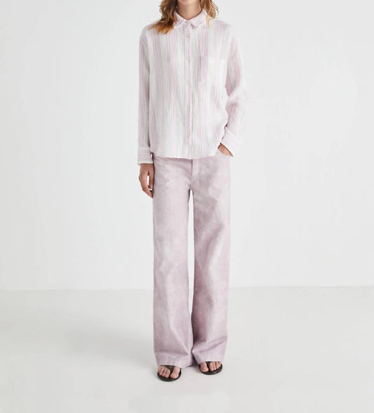 Tonal Striped Cotton Gauze Top