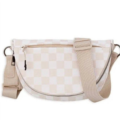 Women's Checkered Nylon Fanny Pack Sling Bags