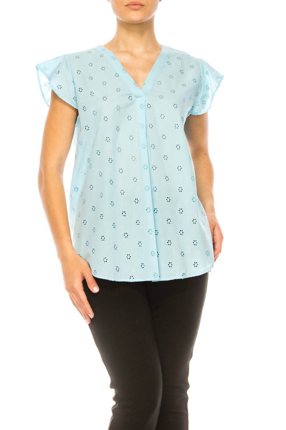 Grand & Greene - Floral Eyelet Cap Sleeve Top - Rack Hunt