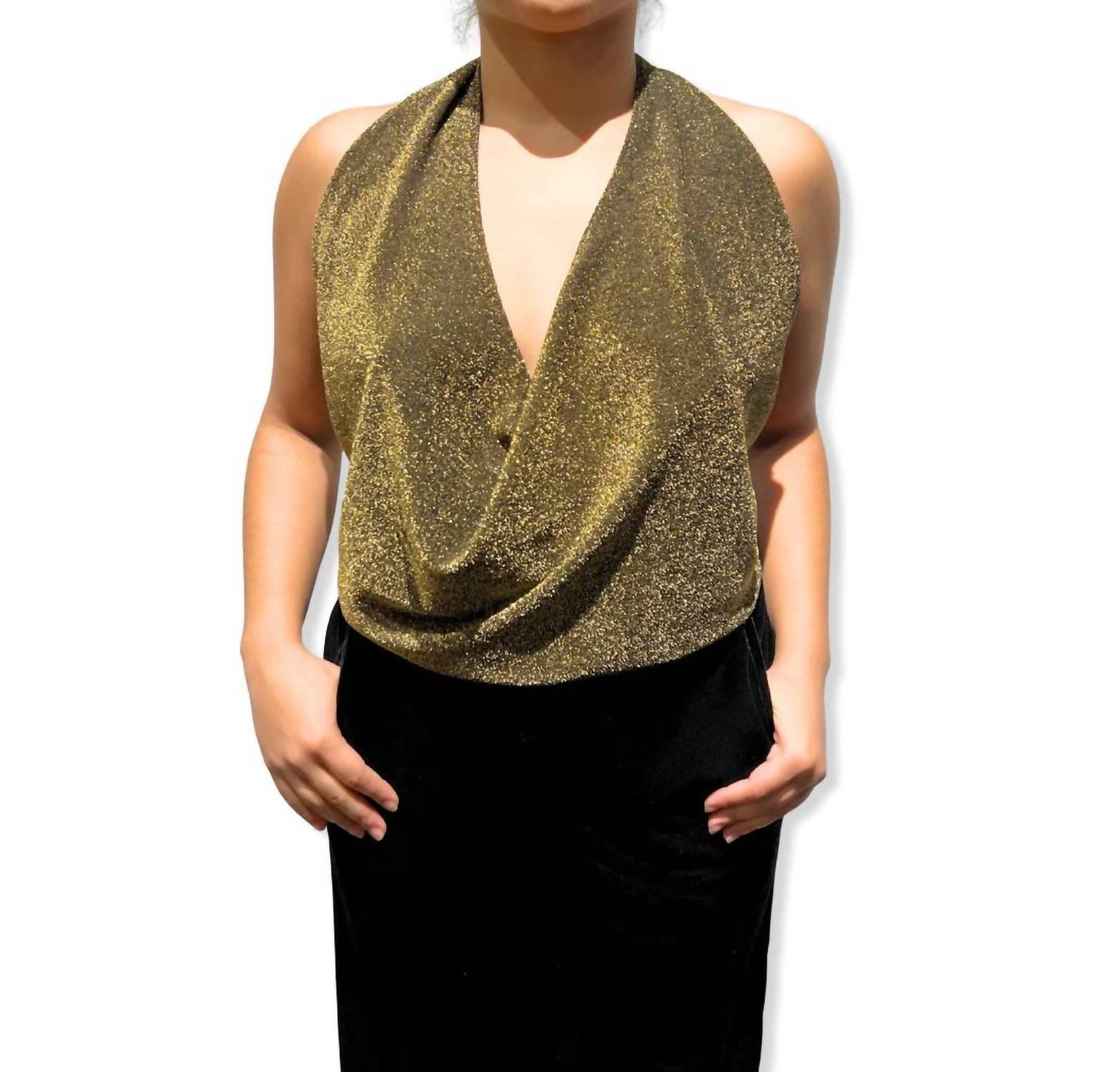 Lurex Shimmer Tie Back Halter Top