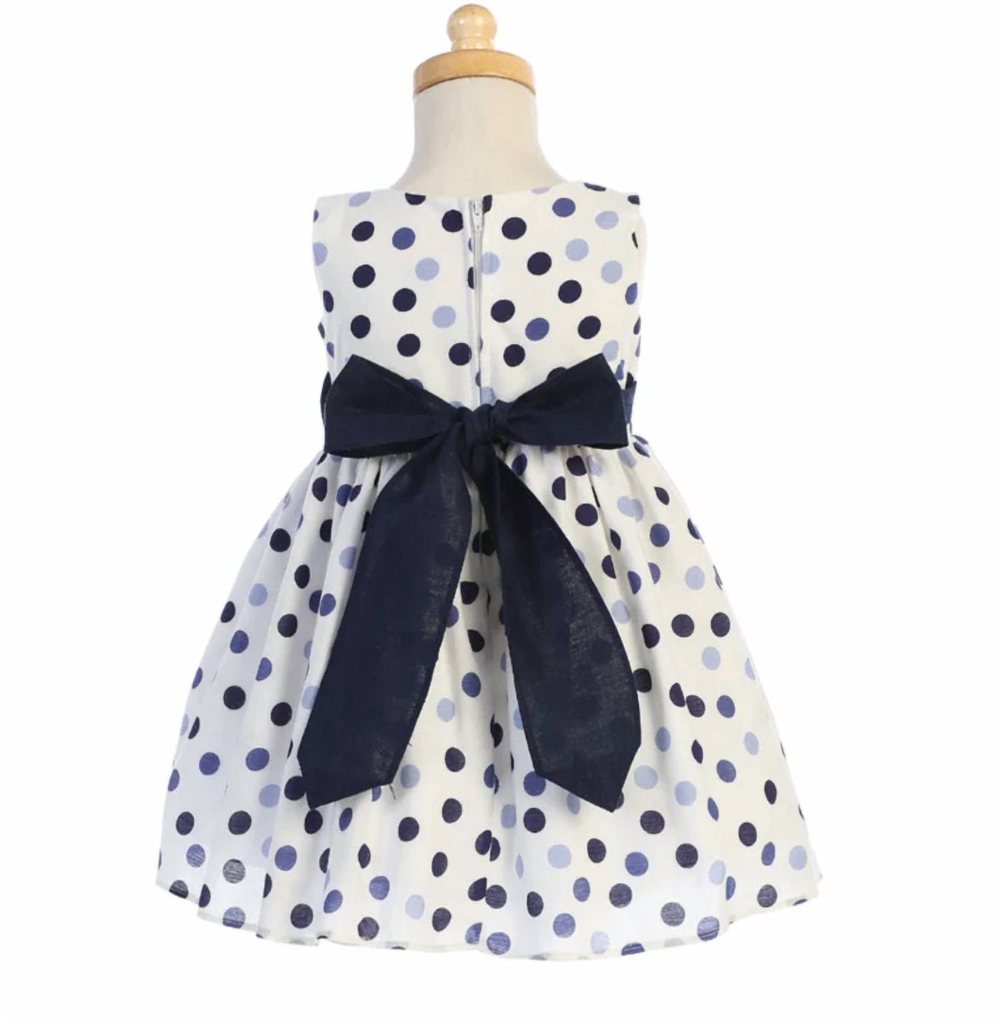 Girl's Cotton Linen Polka-dot Dress