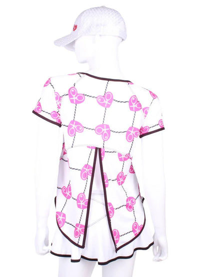 Love Love Tennis - Women's Tie Back Short Sleeve Tennis Tee - Rack Hunt