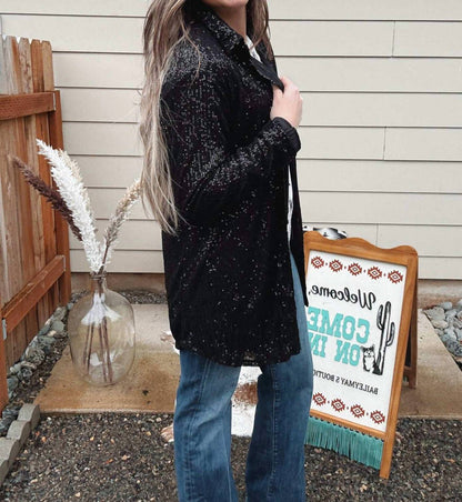Sequin Button Button Front Top